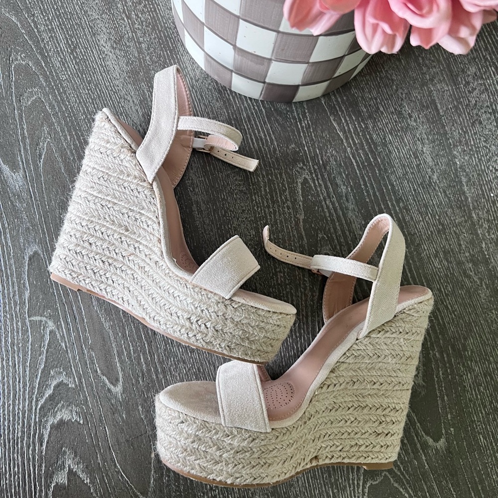 Elegant Cream Wedge Sandals